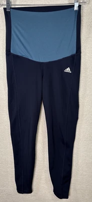 Adidas Primegreen Maternity Aeroready Leggings Size Med Blue/Light Blue Tummy - Image 1 of 4