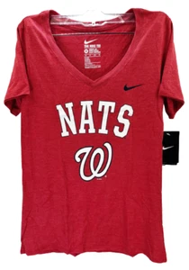 Nike Women's Washington Nationals Tri-blend Short Sleeve T-Shirt- Gym Red, XS - Picture 1 of 8