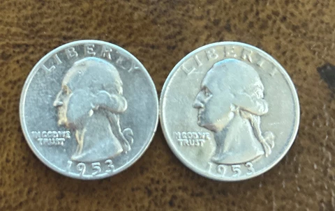 1953-P & S Washington Quarters 90% Silver ~Free Shipping ~ Cover