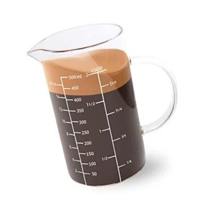 Glass Measuring Cup with Handle, 500 ML (0.5 Liter, 2 Cup) 500 ML, 2 Cup Clear - Picture 1 of 7
