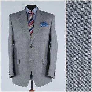 Mens Summer Sport Coat 44R US Size WALBUSCH Grey Wool Linen Blazer Jacket - Picture 1 of 13