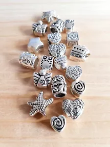 10 x Großloch Perlen im Mix Schmuckherstellung Beads Spacer Basteln Deko Silber - Bild 1 von 1