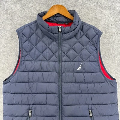 Chaleco Nautica Hombre Extra Grande XL Azul Cremallera Completa Puffer Exterior Chaqueta Foto 1 de 4