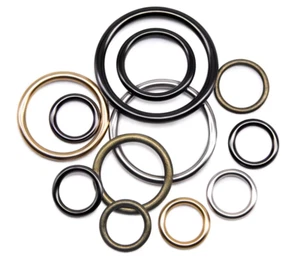 Round Metal Alloy O-Rings Welded ~ Silver Black Gold Bronze Leathercraft Buckle - Picture 1 of 10
