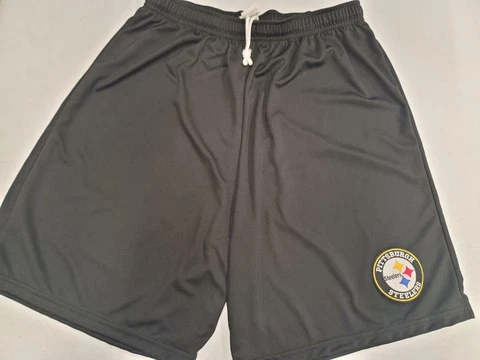 0724-9 Mens NFL PITTSBURGH STEELERS Polyester Jersey SHORTS W/Pockets BLACK Cover