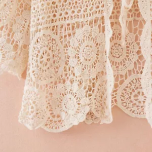 Women Girl Ethnic Floral Lace Cardigan Coat Jacket Top Hollowed Shrug Sheer Chic - Picture 1 of 11