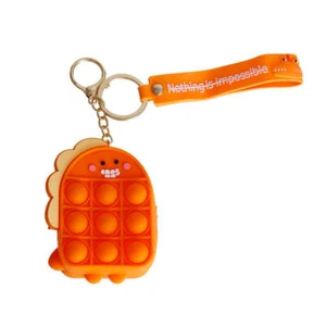 Orange Dino Bubble Pop Keychain - Picture 1 of 4