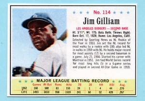 2022-1963 Cereal Card - #114 Jim Gilliam-Los Angeles Dodgers - Picture 1 of 1