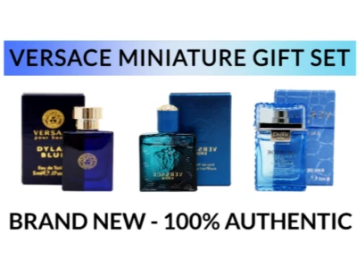 NEW Versace Men's 3pc Miniature Gift Set (Eau Fraiche, Dylan Blue, Eros) - Image 1 of 4