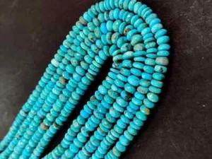 Natural Arizona Turquoise Faceted Rondelle 13" Beads AAA Turquoise 6-8mm BeadS - Picture 1 of 4