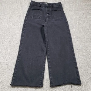 Zara Jeans Womens Size 6 Black High Rise Wide Leg Cropped 29x25 - Picture 1 of 13