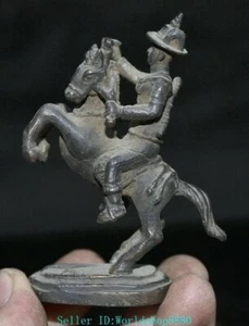 3.6“ Ancient Tibet Bronze Buddhism Dharmapala Ride Horse Buddha Sculpture - Picture 1 of 9
