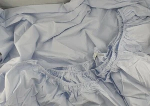$275 SFERRA CELESTE 3990 LONG STAPLE COTTON PERCALE FULL FITTED SHEET BLUE ITALY - Picture 1 of 6