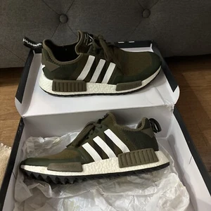 Size 12 - adidas NMD R1 Trail Primeknit x White Mountaineering Olive 2017 - Picture 1 of 9