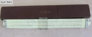 VINTAGE LOGARITHMIC SLIDE RULER ECO BRA RIETZ w/CASE - Picture 1 of 12