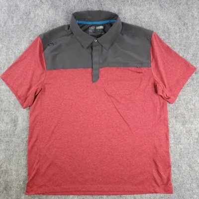 5.11 Tactical Polo Shirt Large Red Gray Colorblock Zip Pocket Logo Polyester - Image 1 of 4