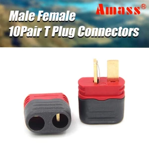 Amass 10 Pairs Sheathed T Plug Connectors Dean Style for RC ESC Motor Controller - Picture 1 of 9