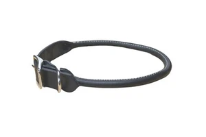 KLASSISCHES GEROLLTES LEDER HUNDEHALSBAND SCHWARZ 10" NICKEL HARDWARE USA - Bild 1 von 6