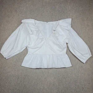 ASTR The Label Anthropologie Gemma Puff 3/4 Sleeve Top White Women’s Size L NEW - Picture 1 of 9