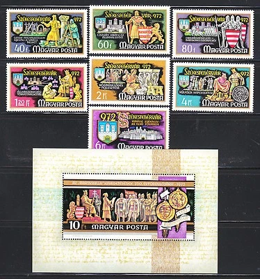 Hungary 1972 MNH Sc 2156-2163 Mi 2782-2788+Block 92A. Town of Szekesfehervar ** - Image 1 of 2