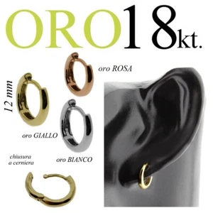 mono orecchino uomo donna ORO 18kt. cerchio sezione TONDO anello lobo mm.12 - Foto 1 di 21