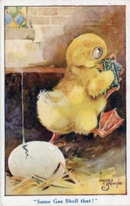 PRINTED COMIC MILITARY POSTCARD "SOME GAS SHELL THAT!", BY JAQUES BROWNE - Picture 1 of 2