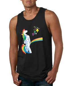 Ofensiva Orinar Unicornio Divertida Hombres Arco Iris Camiseta sin mangas Caballo Humor Muscular Camisa - Imagen 1 de 7