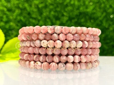 Atacado 6 peças pulseira elástica de cura cristal rodocrosita natural 5 mm 7,5” - Imagem 1 de 4