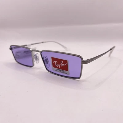 Ray Ban Unisex Emy Estrecho Rectángulo Delgado Metal Anteojos RB3741 Plateado/Violeta Foto 1 de 4