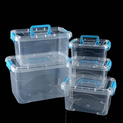 Scatola Portaoggetti con Coperchio Comoda Maniglia Trasporto Materiale Plastico - Immagine 1 di 4