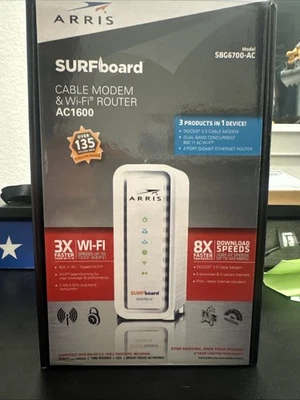 Cable módem ARRIS Surfboard Docsis 3.0 y router Wi-Fi de doble banda AC1600 Foto 1 de 3