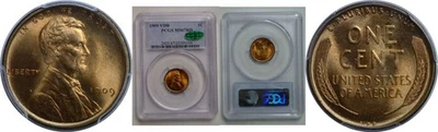 1909-VDB Lincoln Cent   PCGS MS-67 RD   CAC - Image 1 of 3