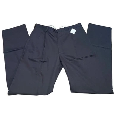 Berle Men's Black Pleated Classic Fit Cotton Dress Khaki Pants Unhemmed 40 NWT - Image 1 of 4