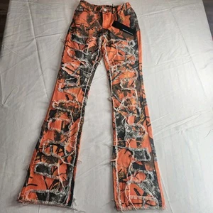 Rockstar Original Camouflage Herren Distressed Super Stacked Flare Jeans 24 x 34 Neu mit Etikett - Bild 1 von 6