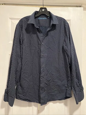Perry Ellis Men's Navy Polka Dot Button-Up Shirt - Image 1 of 4
