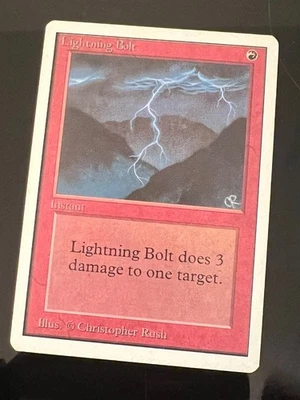 Magic the Gathering MTG Unlimited Lightning Bolt LP-  (Beta Bob) - Image 1 of 2
