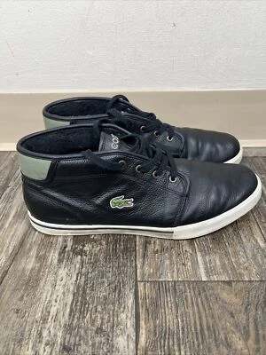 Lacoste Ampthill Botines Negros Para Hombre Reino Unido Talla 10 EE. UU. 11 Cuero Zapato Z2 Foto 1 de 4