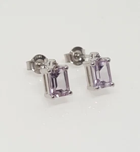 Gorgeous Sparkling Purple Spinel & Clear stones Stud Earrings 925 Silver #21117 - Picture 1 of 19