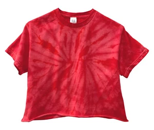 Cherry Red Tie Dye Unisex Cropped Tee - Picture 1 of 2