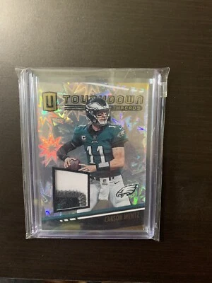 2019 Panini Unparalleled Touchdown Threads CARSON WENTZ Jersey Refractor IMPACT - Image 1 of 3