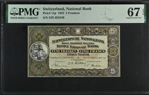 Switzerland 5 Franken 1952 P 11 p Superb Gem UNC PMG 67 EPQ - Picture 1 of 1