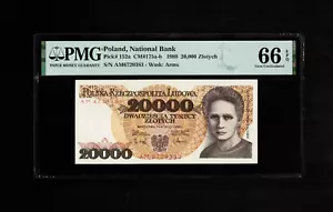 Poland 20000 ZLOTYCH 1989 Serie **AM6729383** Certified PMG 66 EPQ  Gem UNC - Picture 1 of 2