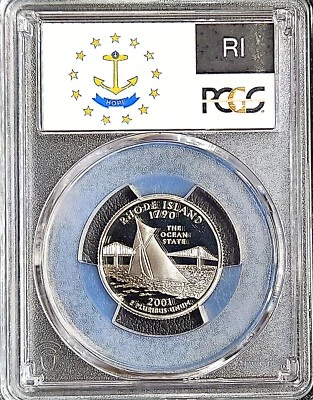 2001 S Silver Rhode Island State Quarter PCGS PR69DCAM - Image 1 of 2