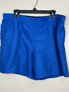 Speedo Swim Trunks Men XXL Blue Mesh Lined Shorts Pocket Embroidered