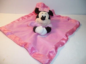 SECURITY BLANKET DISNEY Baby Girl Pink MINNIE MOUSE Rattle Lovey Satin Trim GC - Picture 1 of 3