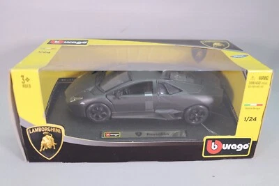 LG413 BURAGO 01020916 1/24 1:24 Voiture Lamborghini Reventon noir mat - Photo 1/4