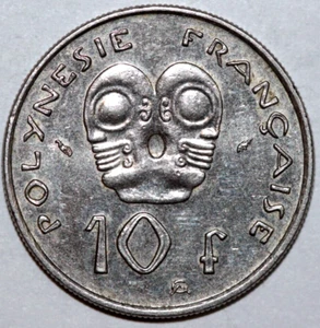 French Polynesia 1984 10 Francs Native Art - Foreign Coin 24mm - Picture 1 of 2