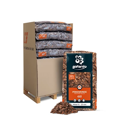 GALAMIO Palette 13×60 l 780 l Pinienrinde Pinienmulch – mittel 15–25 mm | Rindenmulch