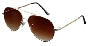 Retro Sonnenbrille Pilotenbrille goldener Rahmen braune Gläser Metall Rahmen - Bild 1 von 5