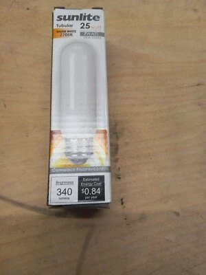 Sunlite 管状 7 瓦 Cfl 灯泡 25 瓦替换件 05295 E26 底座(12 盒) — 第 1/4 张图片